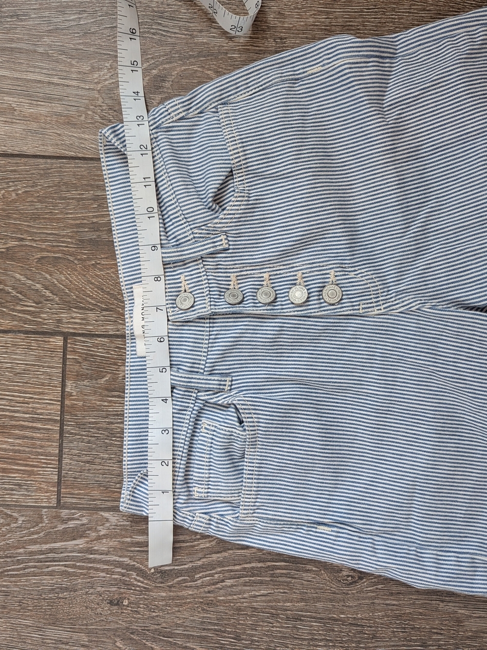 Flying Monkey High Rise Wide Leg Jeans Light Blue Stripe Button Fly Size 25 - Picture 7 of 10